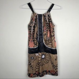YPE brown pink floral 60s print dress